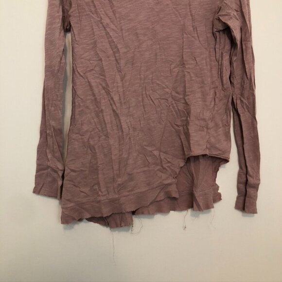 LEFT OF CENTER ANTHROPOLOGIE Rose Pink Asymmetrical Cotton Long Sleeve Top XS - Picture 4 of 10